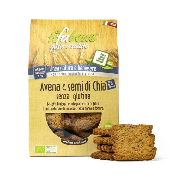 Biscotti di avena e semi di chia 250gr Senza Glutine TiFaBeneBio