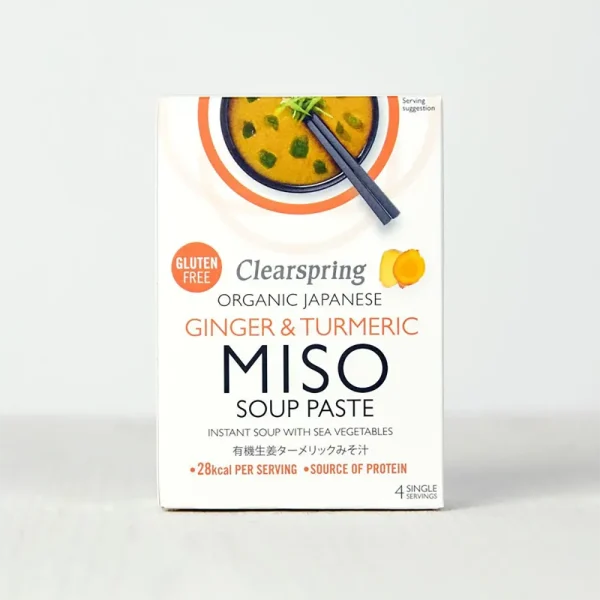 Organic Japanse Miso Soup Paste Ginger&veg 4x15gr Clearspring