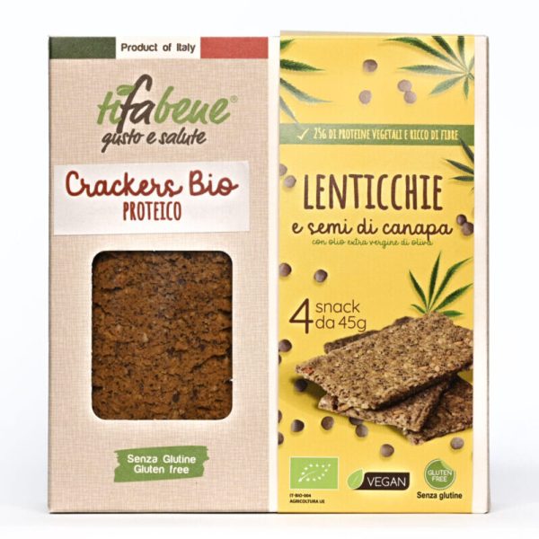 Crackers Bio Proteico Lenticchie e semi di canapa 4x45 gr