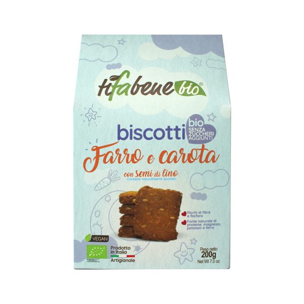 Biscotti Farro e Carota con semi di Lino Senza zuccheri aggiunti TiFaBeneBio