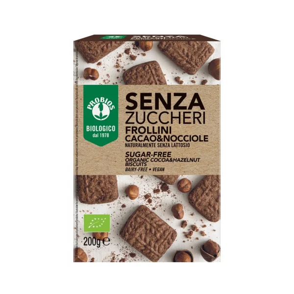 Senza zuccheri Frollini Cacao e Nocciole 200gr Probios