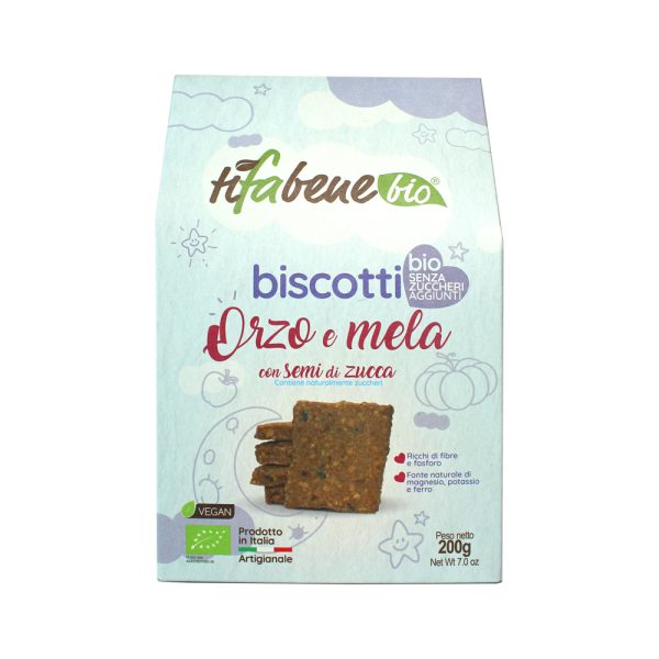 Biscotti Biologici Orzo e Mela con semi di Zucca – senza zuccheri aggiunti