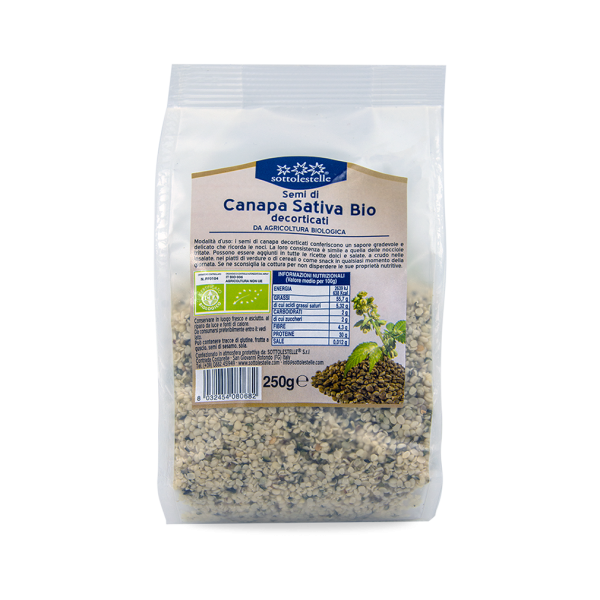 Semi di Canapa Bio decorticati 250 gr Sottolestelle