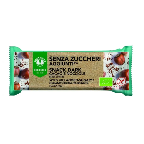 Snack Dark Cacao e Nocciole Senza Zuccheri Aggiunti Probios